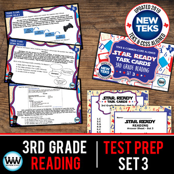 Preview of 3rd Grade STAAR Reading Review Task Cards Set 3 New ELAR TEKS