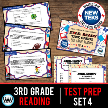 Preview of 3rd Grade STAAR Reading Review Task Cards Set 4 New ELAR TEKS
