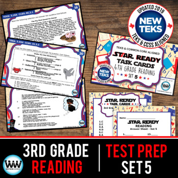 Preview of 3rd Grade STAAR Reading Review Task Cards Set 5 New ELAR TEKS