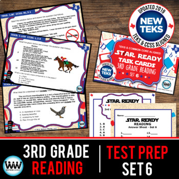 Preview of 3rd Grade STAAR Reading Review Task Cards Set 6 New ELAR TEKS