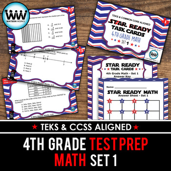 Preview of SET 1 - STAR READY 4th Grade Math Task Cards - CCSS / STAAR / TEKS-aligned