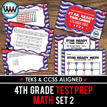 Preview of SET 2 - STAR READY 4th Grade Math Task Cards - CCSS / STAAR / TEKS-aligned