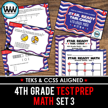 Preview of SET 3 - STAR READY 4th Grade Math Task Cards - CCSS / STAAR / TEKS-aligned