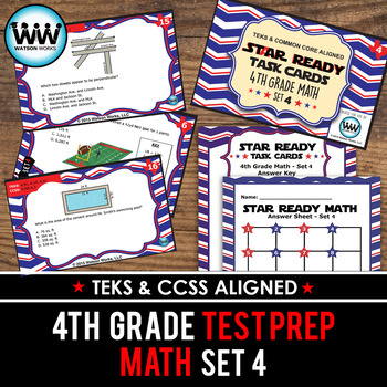 Preview of SET 4 - STAR READY 4th Grade Math Task Cards - CCSS / STAAR / TEKS-aligned