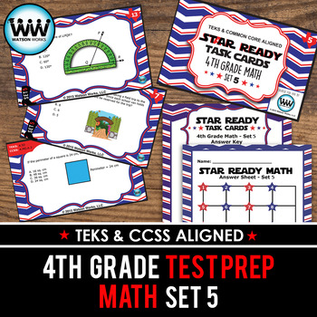 Preview of SET 5 - STAR READY 4th Grade Math Task Cards - STAAR / TEKS-aligned