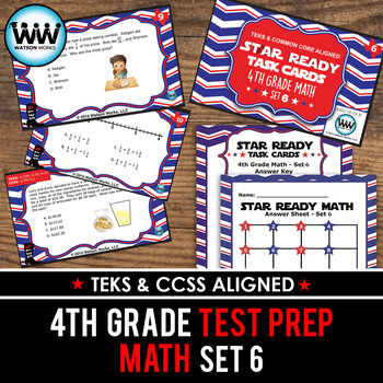 Preview of SET 6 - STAR READY 4th Grade Math Task Cards - CCSS / STAAR / TEKS-aligned