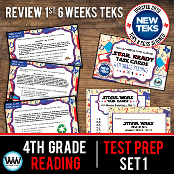 Preview of 4th Grade STAAR Reading Review Task Cards Set 1 New ELAR TEKS