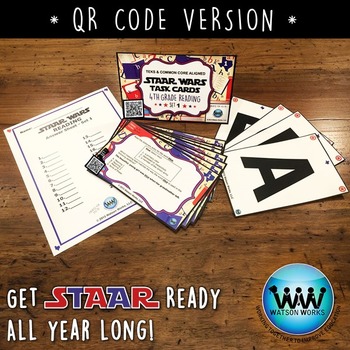 Preview of SET 1 QR Version - STAR READY 4th Grade Reading Task Cards  STAAR / TEKS-aligned