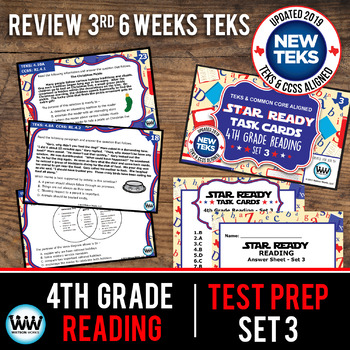 Preview of 4th Grade STAAR Reading Review Task Cards Set 3 New ELAR TEKS