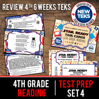 Preview of 4th Grade STAAR Reading Review Task Cards Set 4 New ELAR TEKS