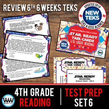 Preview of 4th Grade STAAR Reading Review Task Cards Set 6 New ELAR TEKS