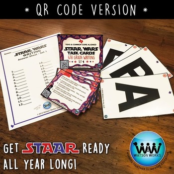 Preview of SET 1 QR Version - STAR READY 4th Grade Writing Task Cards - STAAR /TEKS-aligned