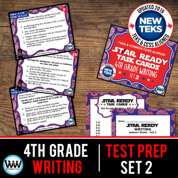 Preview of 4th Grade STAAR Writing Review Task Cards Set 2 New ELAR TEKS