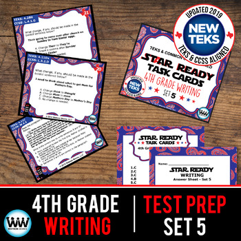 Preview of 4th Grade STAAR Writing Review Task Cards Set 5 New ELAR TEKS