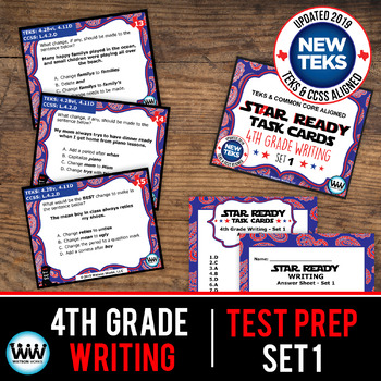 Preview of 4th Grade STAAR Writing Review Task Cards Set 1 New ELAR TEKS