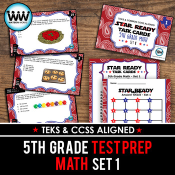 Preview of SET 1 - STAR READY 5th Grade Math Task Cards - CCSS / STAAR / TEKS-aligned