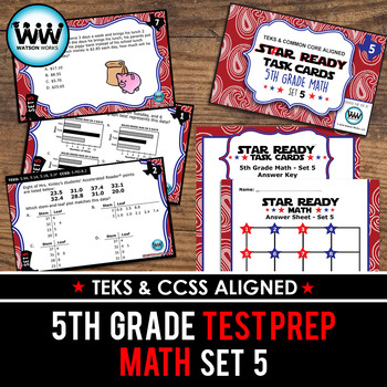 Preview of SET 5 - STAR READY 5th Grade Math Task Cards - STAAR / TEKS-aligned