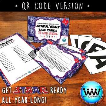 Preview of SET 1 QR Version - STAR READY 5th Grade Reading Task Cards - STAAR /TEKS-aligned