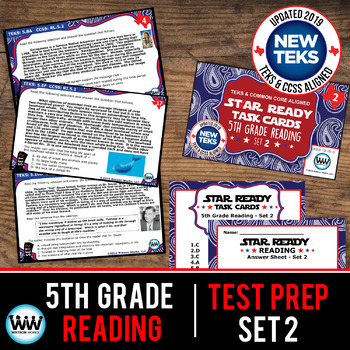 Preview of 5th Grade STAAR Reading Review Task Cards Set 2 New ELAR TEKS