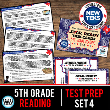 Preview of 5th Grade STAAR Reading Review Task Cards Set 4 New ELAR TEKS