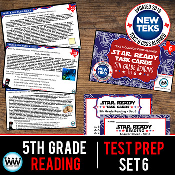 Preview of 5th Grade STAAR Reading Review Task Cards Set 6 New ELAR TEKS