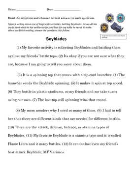 STAAR Writing Grammar Practice - Beyblades by Not Just Tech | TpT