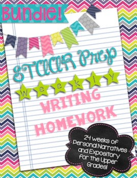 Preview of STAAR Writing Prep Weekly Essay Homework BUNDLE- Narratives & Expository
