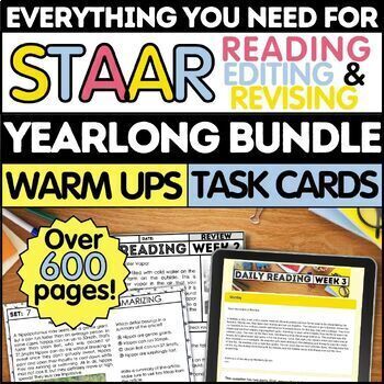 Preview of STAAR Reading Revising and Editing Practice Warm Ups & Task Cards 3-5
