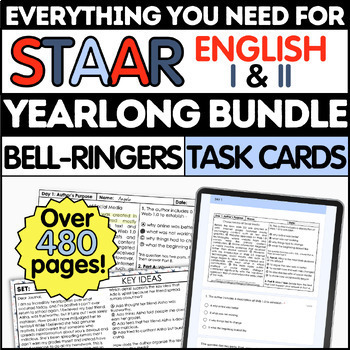 Preview of STAAR High School Reading Comprehension Bell-Ringers & ELA Task Cards Bundle