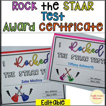 Preview of STAAR test achievement award certificate editable