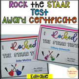 STAAR test achievement award certificate editable