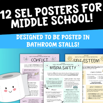 Preview of STALLED: 12 Bathroom Posters for Middle School | SEL | Educational | Counseling