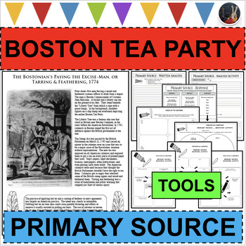 Preview of STAMP ACT BOSTON TEA PARTY Bostonians Tarring Feathering Primary Source ACTIVITY