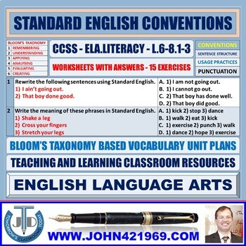 Preview of STANDARD ENGLISH CONVENTIONS: 46 WORKSHEETS WITH ANSWERS