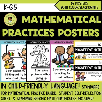 Preview of STANDARDS FOR MATHEMATICAL PRACTICE POSTERS IN KID FRIENDLY LANGUAGE COMMON CORE