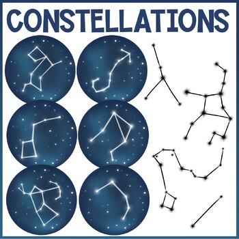 Preview of Stars and Zodiac Constellations Clip Art | Draco, Orion, Ursa Major, Pisces, Leo