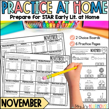 Preview of STAR Early Literacy Test Prep/MKAS Practice at Home November Homework