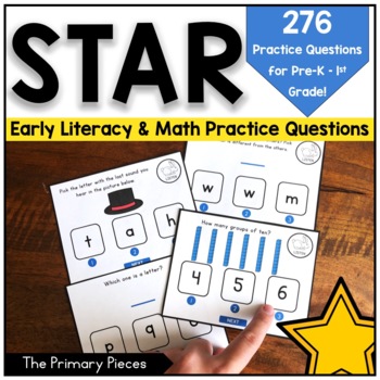 Preview of STAR Early Literacy Test Prep and Math Practice Question Cards MKAS Test Prep