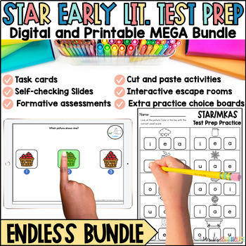 Preview of STAR Early Literacy & MKAS Test Prep Printable & Digital GROWING BUNDLE