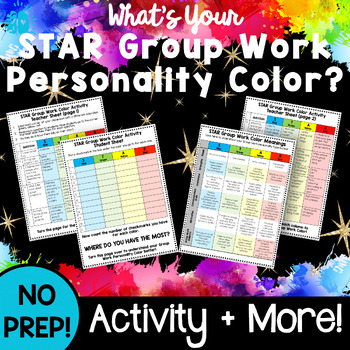 Preview of STAR Group Work Color Inventory Activity | Get to Know You Quiz | Back to School