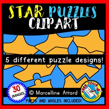 Preview of 4TH OF JULY PRESIDENTS DAY CLIPART STAR PUZZLES TEMPLATES 2 PIECE PATRIOTIC