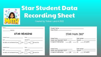 Preview of STAR Student Data Recording Sheets