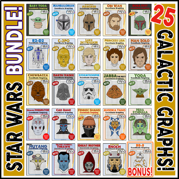 Preview of STAR WARS 25 Mystery Picture Coordinate Graph Bundle! May the Fourth!
