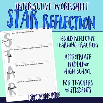 Preview of STAR Interactive Worksheet | Reflection Tool Student & Teacher | Editable PDF