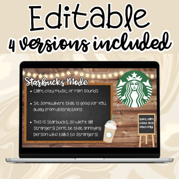 Preview of *EDITABLE* - STARBUCKS MODE - A Cozy Independent Work Period!