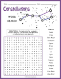 STARS & CONSTELLATIONS Word Search Worksheet Activity - 4t