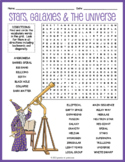 STARS, GALAXIES & THE UNIVERSE Word Search Puzzle Workshee