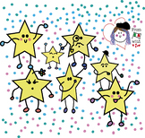 STARS PARTY FREEBIE-11 FREE CLIPART BW/COLOUR