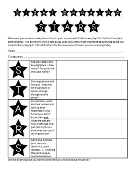 Preview of STARS for Sight Reading