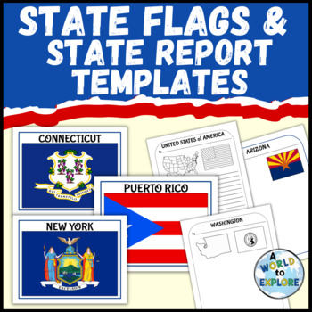 Preview of Bundle United States Report Templates Flag Posters and Coloring Sheets